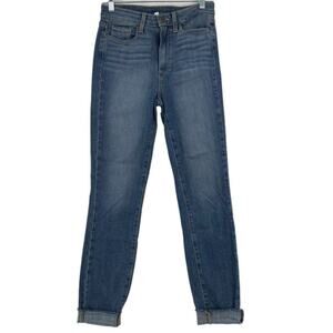 Paige Margot Ankle Jeans Size 28 Cuffed Raw Hem Stretch Denim Light Wash